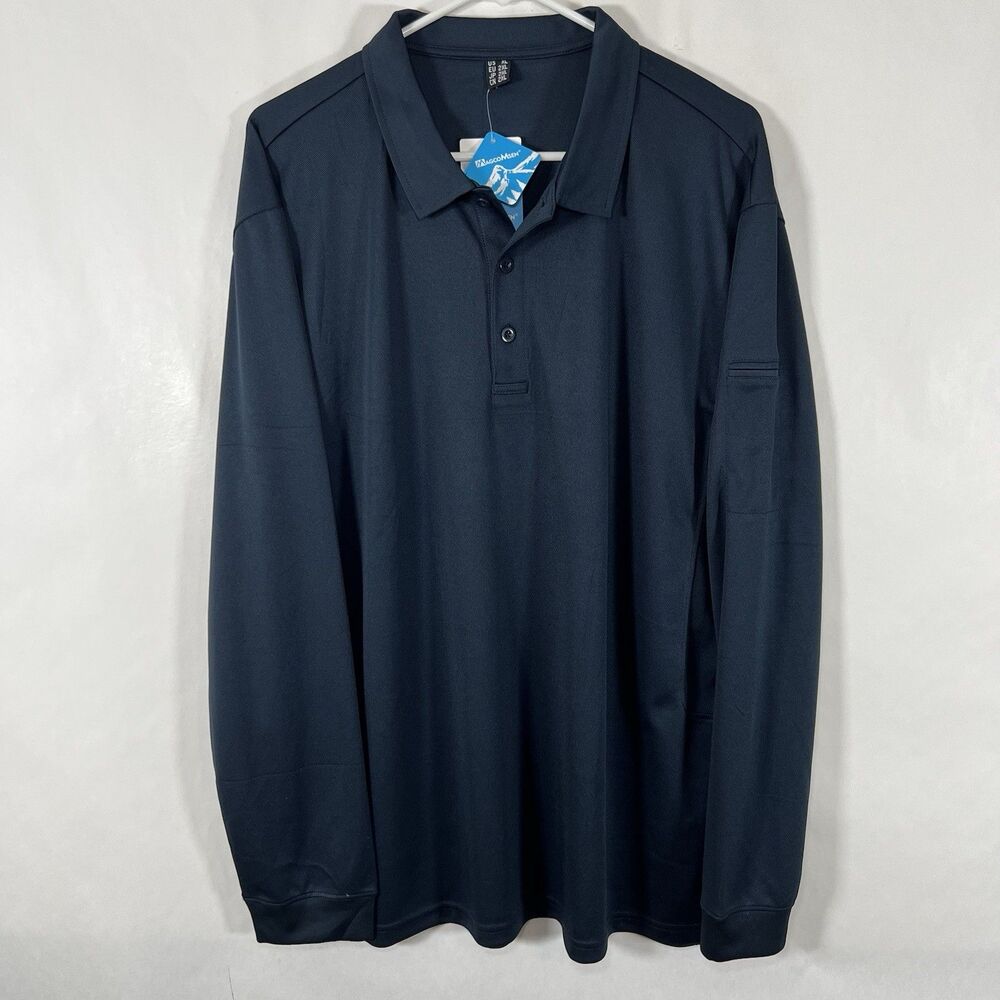 MAGCOMSEN Long Sleeve Polo Shirt Mens Size 2XL XXL Navy Blue Golf Workwear NWT